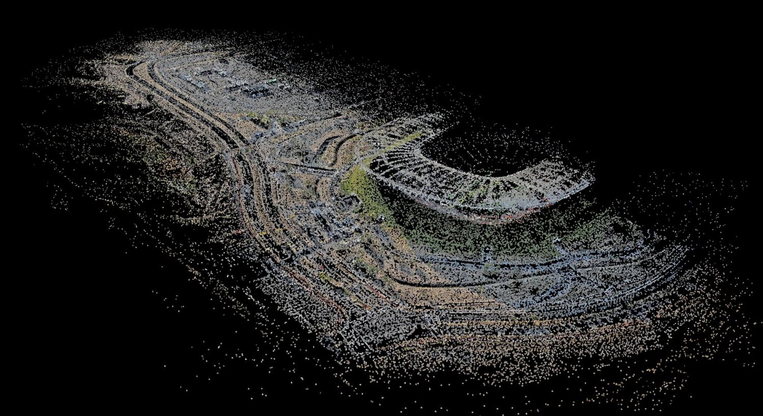 Nube de puntos 3D del Estadio Akron, levantamiento propio de tron